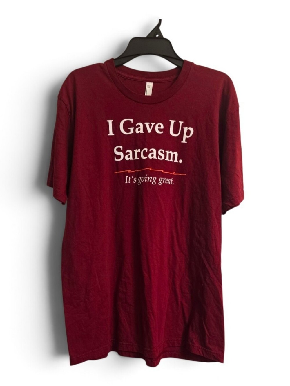 American Apparel Burgundy I Gave Up Sarcasm Mens Graphic Short Sleeve Tshirt XL